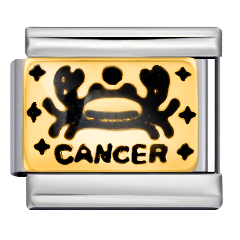 12 Zodiac Sign Italian Modular Bracelet Stainless Steel Gold Plated Enamel DIY Charm Bracelet Jewelry