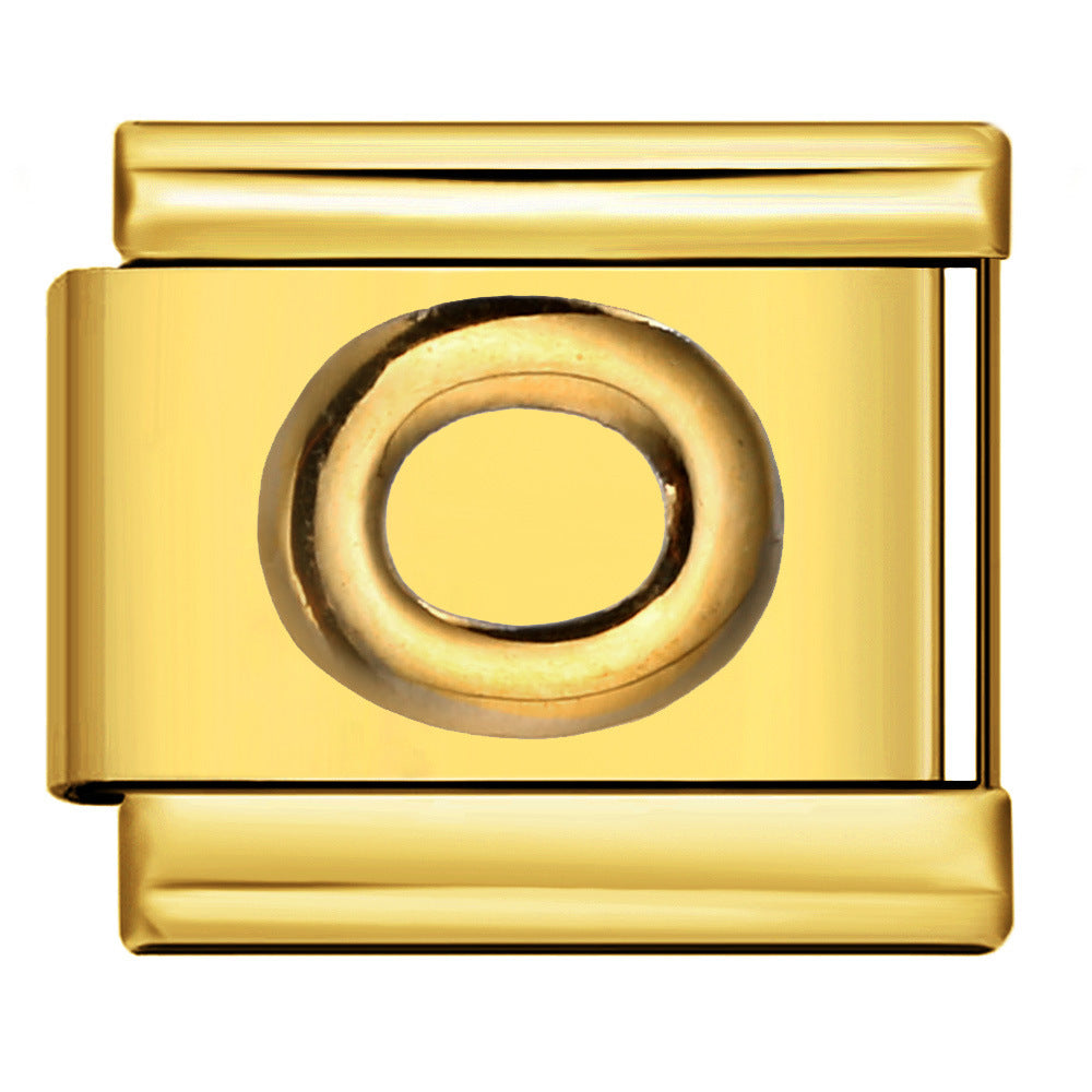 Golden Convex Letter Series Italian Module Bracelet Titanium Steel Stamping DIY Elastic Splicing Bracelet Accessories