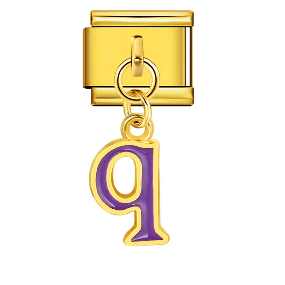 Gold Background, Colorful Oil Dripping Letters, Italian Module Bracelet, Titanium Steel Welded Hook, Fashionable and Simple Wristband Accessory