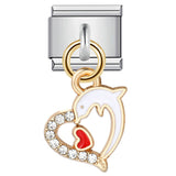 Italian Charm Bracelet with Heart Hook Stretchable Titanium Steel Link Chain