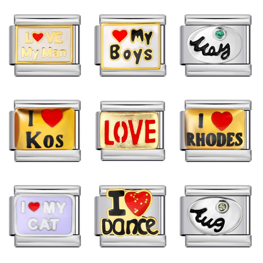 New Italian Module Bracelet Stainless Steel Welding Drip Oil Personalized English DIY Bracelet Accessories Wholesale