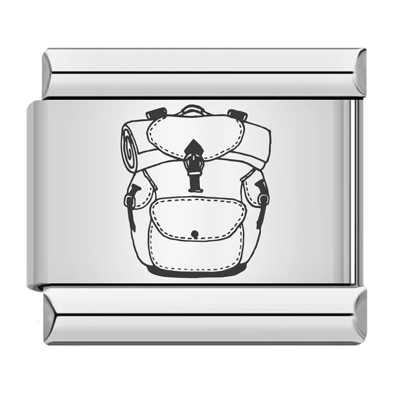 New Hat Backpack Pattern Italian Module Bracelet Titanium Steel Laser Carving DIY Strap Chain Wholesale