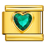 Gold Colored Heart-shaped Circle Diamond Italian Module Bracelet DIY Titanium Steel Welded Elastic Watch Chain Accessory