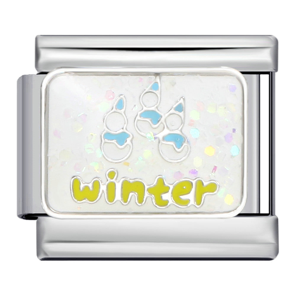 Four Season Element Gold-plated Oil Drop DIY Italian Module Bracelet with Personalized Welding Pattern Stainless Steel Bracelet