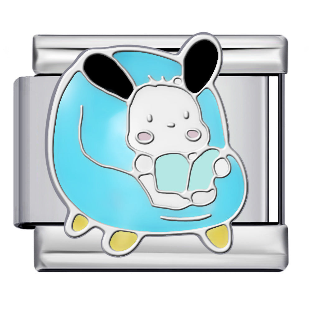 Cute Cartoon Character Series Titanium Steel Welding Drip Oil DIY Bracelet Italian Module Bracelet Accessories Wholesale