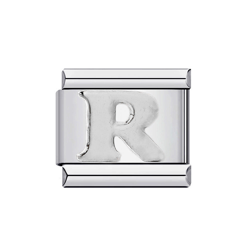 New Titanium Steel Gold Plated DIY Italian Charm Bracelet with Alphabet Letters Customizable Fashion Jewelry