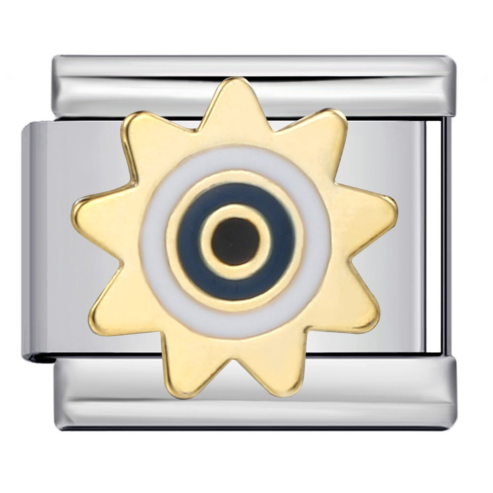 Italian Module Bracelet Devil's Eye Titanium Steel Welding Drip Oil Pattern DIY Elastic Splicing Personalized Strap Chain