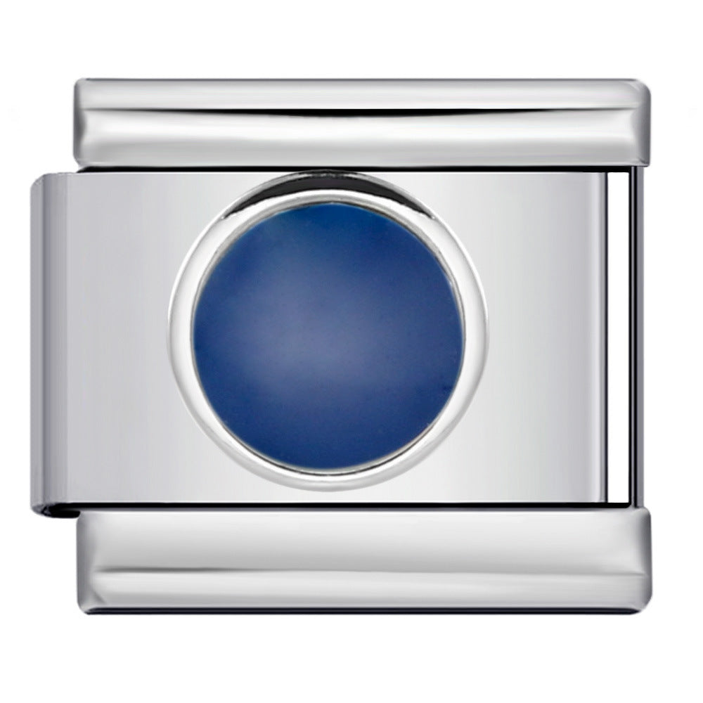 New Titanium Steel Pentagram Eye Italian Module Bracelet Stamped Pattern Drip Oil DIY Elastic Strap Chain