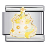 Gourmet Series Italian Module Bracelet Titanium Steel Welding Drip Oil Cartoon Pattern DIY Elastic Splicing Bracelet