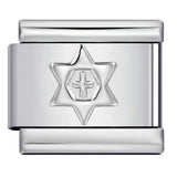 Titanium Steel Convex Silver Stamped DIY Italian Charm Bracelet with Unique Patterns