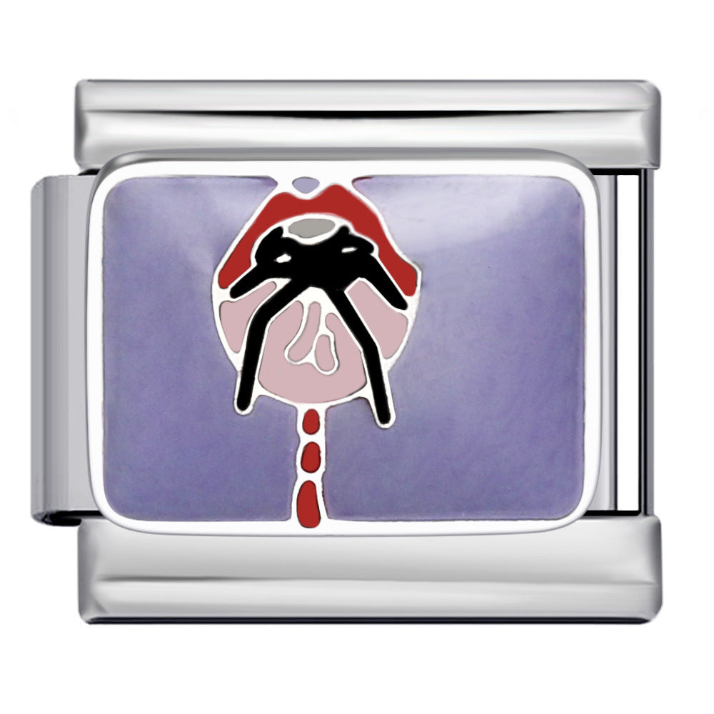 Personalized Pattern Italian Module Bracelet Stainless Steel Welding Drip Oil Cartoon DIY Elastic Splicing Bracelet