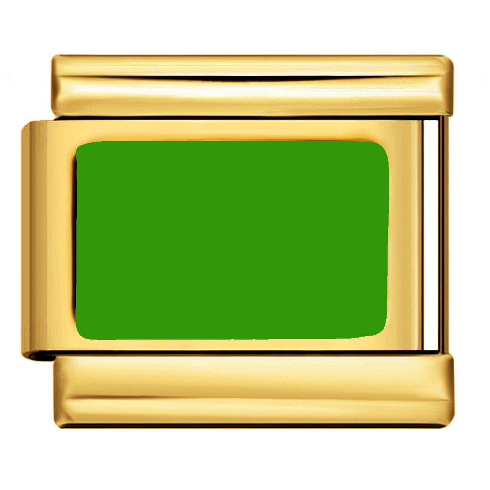 Color Stamping Series DIY Italian Module Bracelet Titanium Steel Gold Plated Drip Oil Elastic Splicing Bracelet Accessories