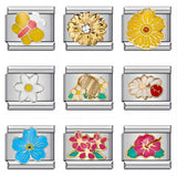 Flower Titanium Steel Drip Oil Welding Pattern Italian Module Bracelet Italian Charm Bracelet