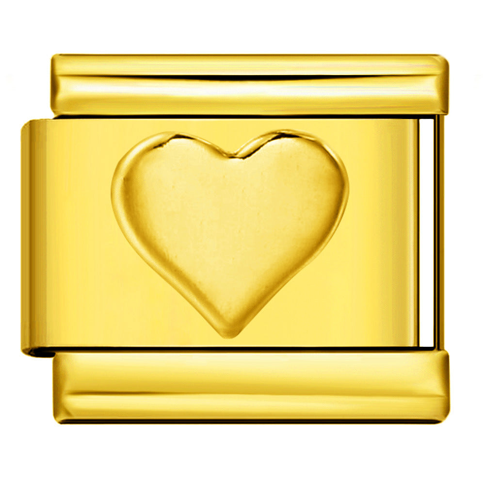 Titanium Steel All Gold Stamping Series Pattern Italian Module Bracelet DIY Elastic Splicing Bracelet Accessories Wholesale