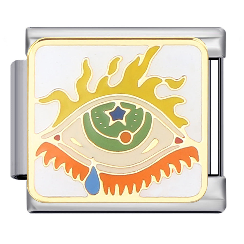 Italian Module Bracelet Devil's Eye Titanium Steel Welding Drip Oil Pattern DIY Elastic Splicing Personalized Strap Chain