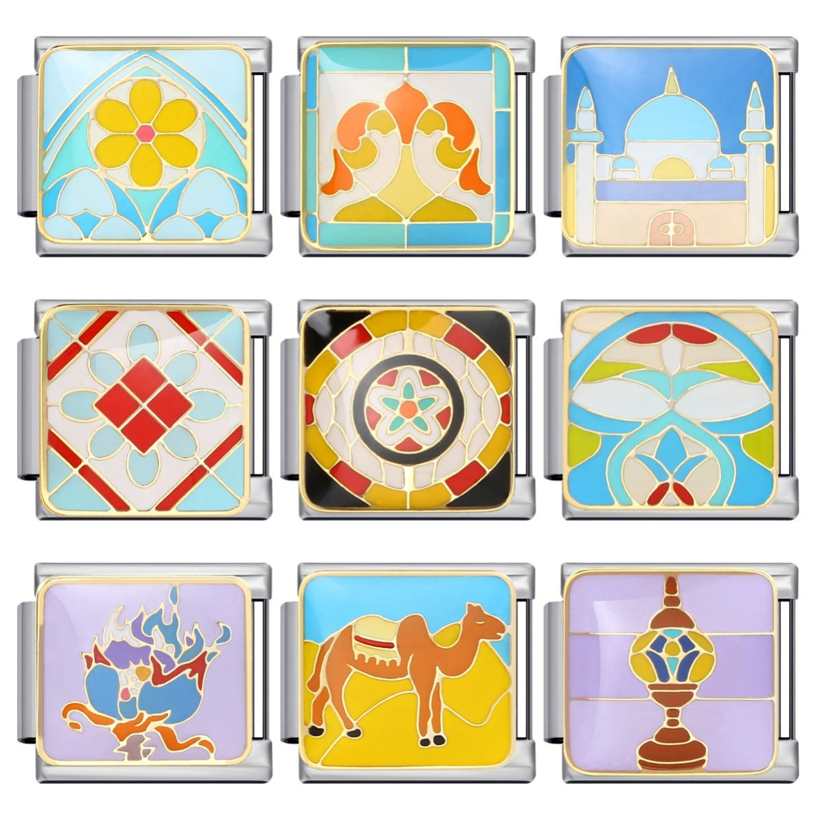 New Arab Culture Italian Module Bracelet Stainless Steel Welding Drip Oil DIY Elastic Bracelet