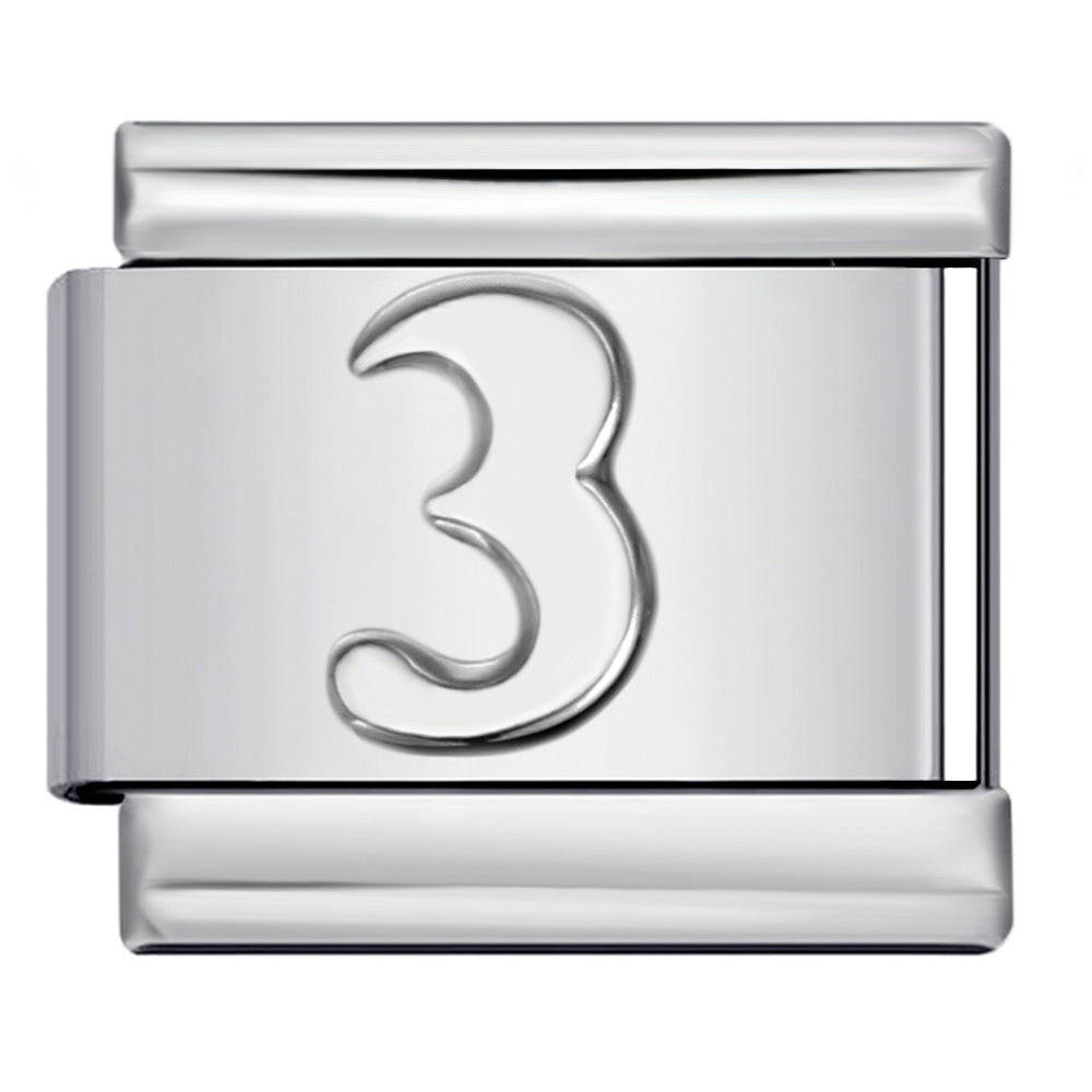 New titanium steel concave convex Arabic numerals DIY Italian module bracelet Italian Module