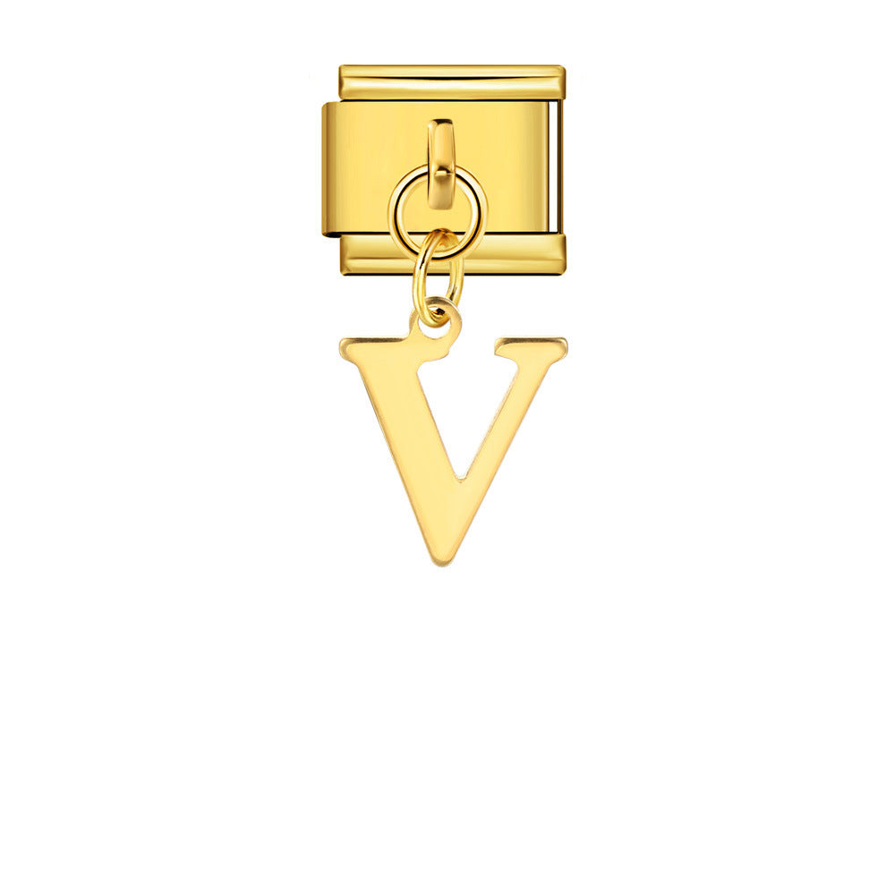 Gold Simplified Letter Italian Module Bracelet Stainless Steel Handmade Hook DIY Splicing Assembly Bracelet