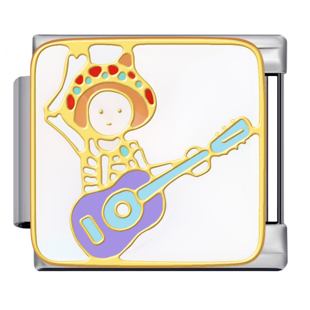 Mexican Elements Italian Module Bracelet Titanium Steel Welding Drip Oil Pattern DIY Bracelet Accessories Wholesale