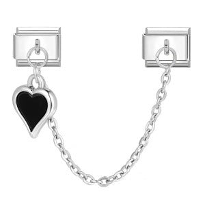Double Hook Italian Modular Bracelet with Heart Pendant Chain Link Titanium Steel DIY Jewelry