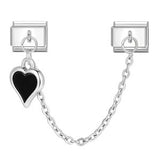 Double Hook Italian Modular Bracelet with Heart Pendant Chain Link Titanium Steel DIY Jewelry