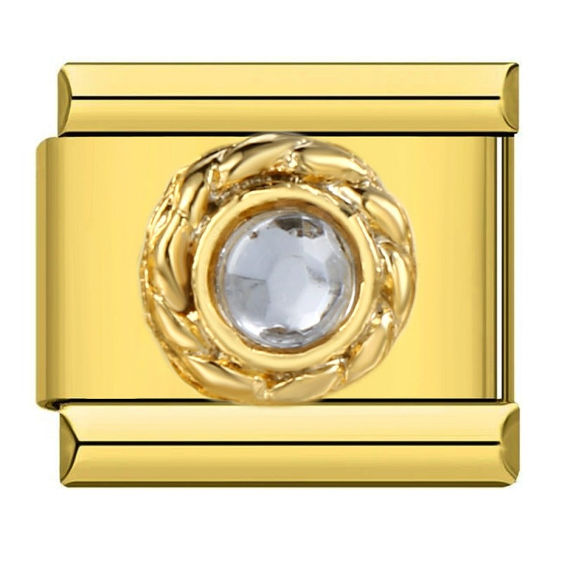 Inlaid New Titanium Steel Welding Oil Drop DIY Italian Module Bracelet Italian Charm Bracelet