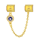 New Gold and Silver Devil's Eye Hook Chain Bracelet Stainless Steel DIY Elastic Italian Module Bracelet