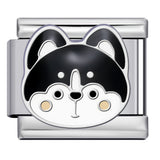 Cute Cartoon Dog Cute Pet Series Titanium Steel Welding Drip Oil DIY Italian Module Bracelet Accessories