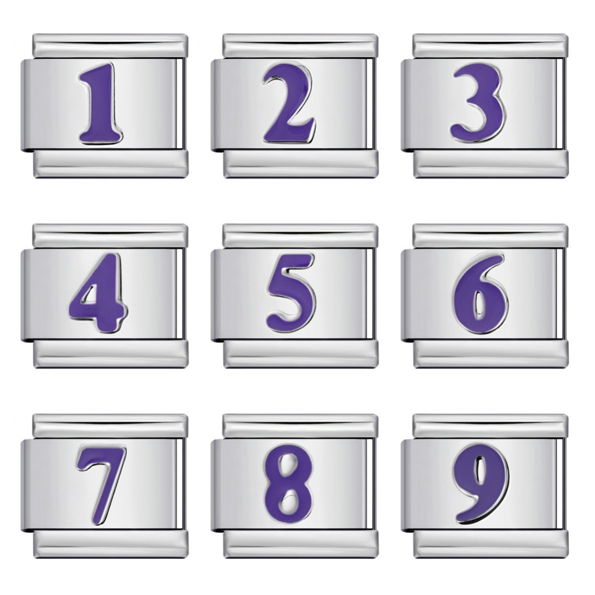 New Titanium Steel Concave Color Arabic Numeral Series Italian Module Bracelet DIY Elastic Accessories Wholesale