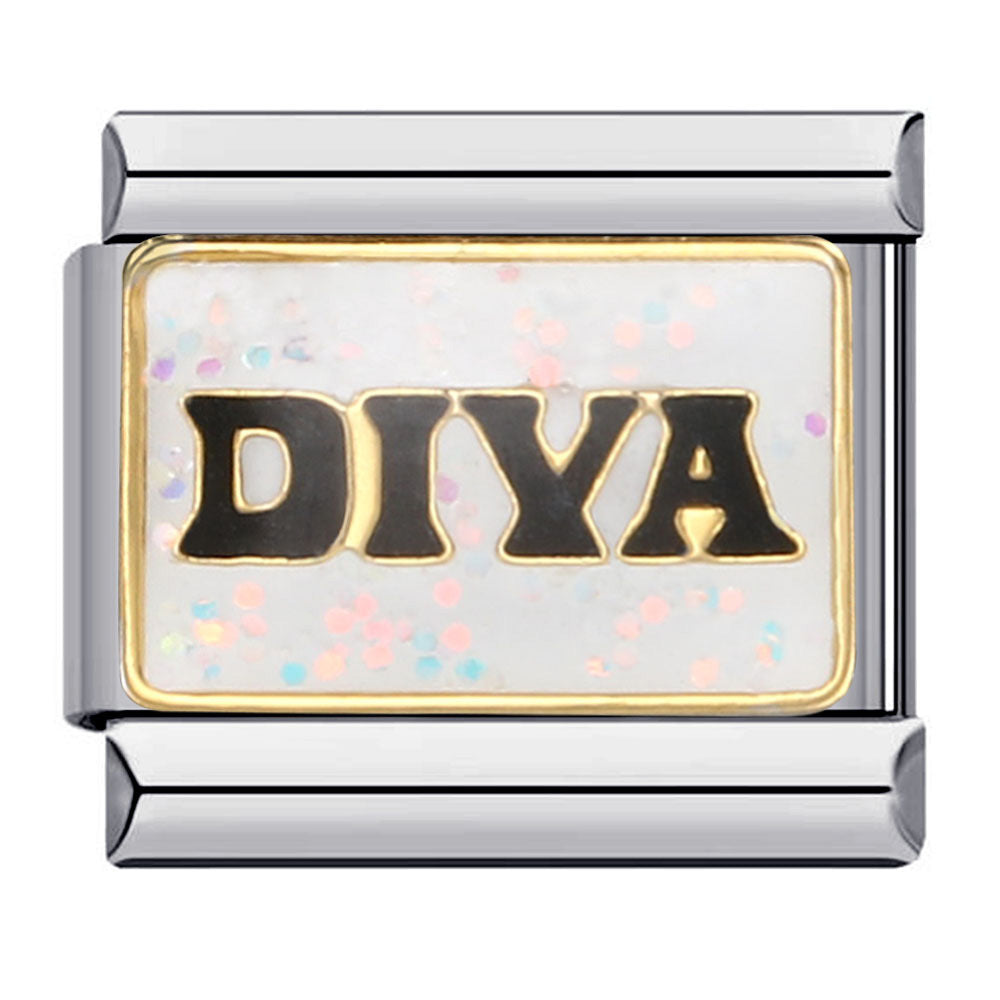 Sparkling Powder Series English Week Italian Module Bracelet Titanium Steel Welding DIY Splicing Elastic Bracelet