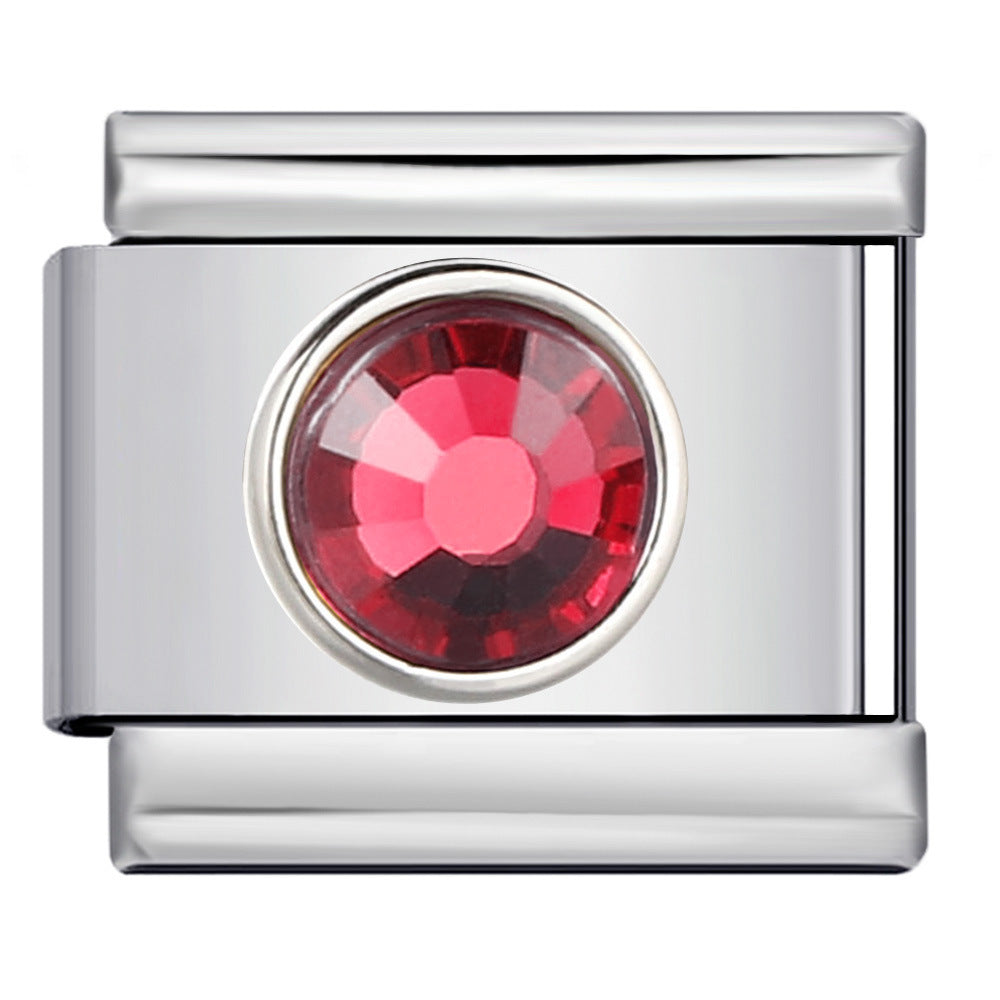 New Circle Colored Stone Italian Module Bracelet Stainless Steel Welding DIY Simple Fashion Bracelet Strap Chain