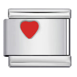 Laser Engraved Red Heart-shaped Ball Pattern Charm Module Titanium Steel DIY Free Splicing Italian Bracelet