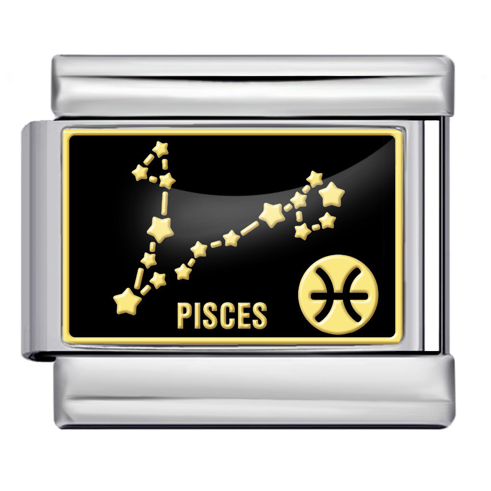 New Image Printing 12 Constellation Italian Module Bracelet Titanium Steel Welding DIY Elastic Personalized Bracelet