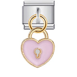 Italian Charm Bracelet with Heart Hook Stretchable Titanium Steel Link Chain