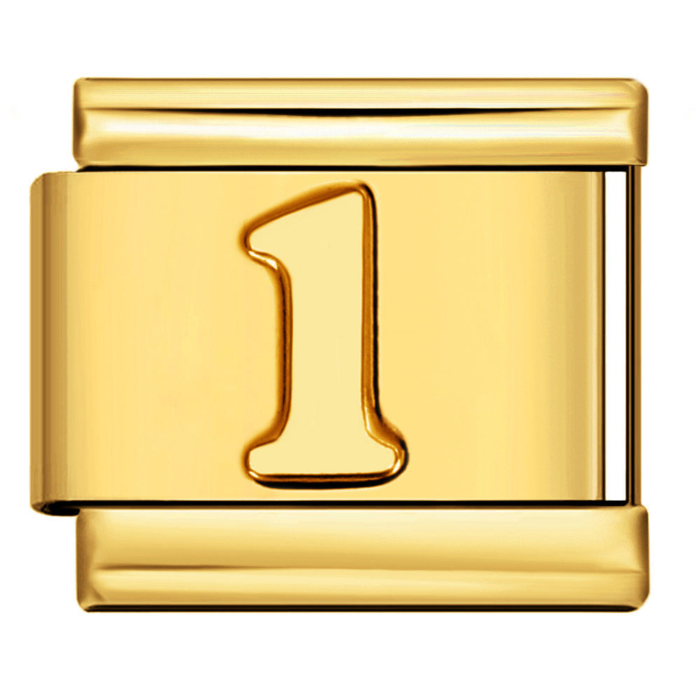 New Titanium Steel Gold Concave Alara Digital DIY Bracelet Italian Module Bracelet Strap Chain Accessories Wholesale