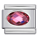 Elliptical Colored Stone Italian Module Bracelet Birthday Stone Stainless Steel DIY Simple and Versatile Bracelet Accessories