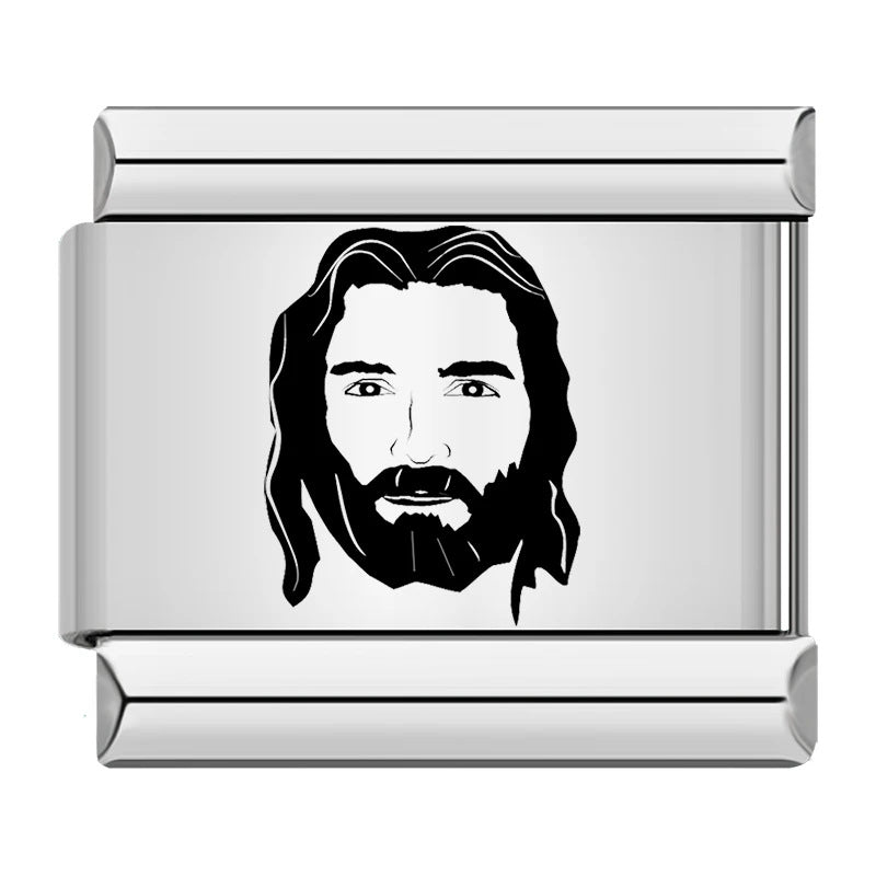 Titanium Steel Laser Engraved Cross Italian Module Bracelet DIY Watch Strap Chain Italian Charms