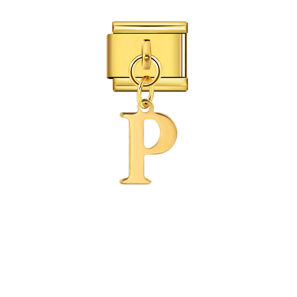 Gold Simplified Letter Italian Module Bracelet Stainless Steel Handmade Hook DIY Splicing Assembly Bracelet