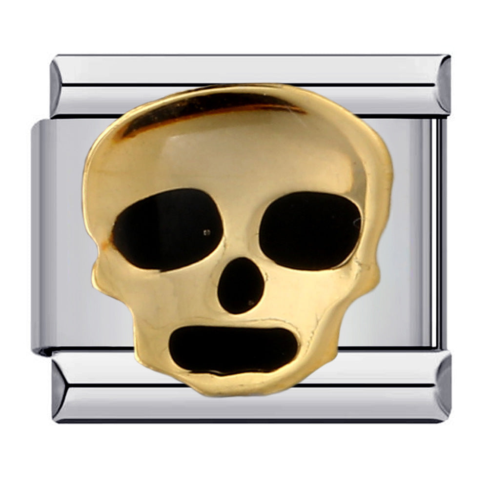 European and American Popular Halloween Module Bracelet with Titanium Steel Welding and Oil Dripping Dark Pattern Italian Modular