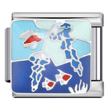 Blue Ocean Element Italian Module Bracelet - Stainless Steel Welded Pattern DIY Stretchable Fashion Bracelet