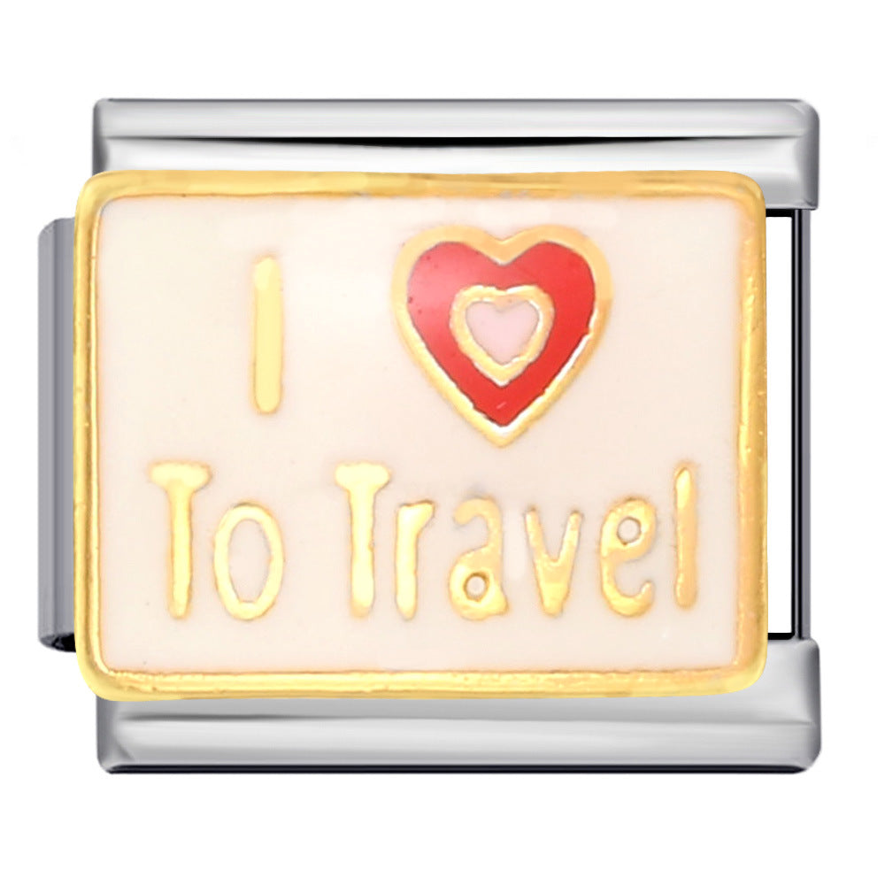 New Leisure Vacation Titanium Steel Welding Drip Oil DIY Italian Module Bracelet Fashion Personality Watch Strap Chain Wholesale